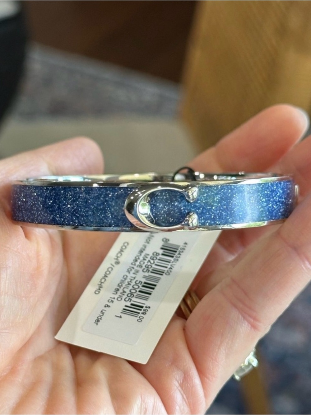 NWT Coach Glitter C Hinged Bracelet in Blue and SilverRetail $98 - Picture 8 of 8